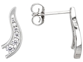 Pre-Owned White Cubic Zirconia Platinum Over Silver "Road Less Traveled" Earrings 0.38ctw