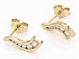 Pre-Owned White Cubic Zirconia 18k Yellow Gold Over Silver "The Road Less Traveled" Earrings 0.38ctw