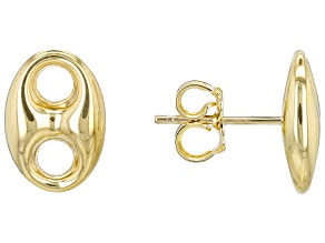 Pre-Owned 10k Yellow Gold Puff Mariner Stud Earrings