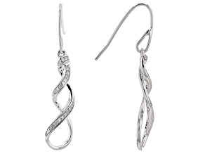 Pre-Owned White Diamond Rhodium Over Sterling Silver Dangle Earrings 0.15ctw