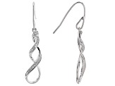 Pre-Owned White Diamond Rhodium Over Sterling Silver Dangle Earrings 0.15ctw