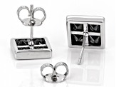 Pre-Owned Black Spinel Rhodium Over Sterling Silver Earrings 3.50ctw