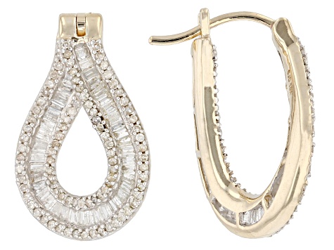 Pre-Owned White Diamond 10k Yellow Gold Drop Earrings 1.50ctw
