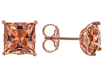 Picture of Pre-Owned Morganite Simulant 18K Rose Gold Over Sterling Silver Earrings 4.00ctw