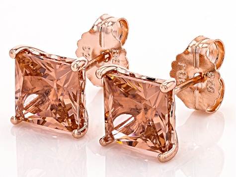 Pre-Owned Morganite Simulant 18K Rose Gold Over Sterling Silver Earrings 4.00ctw