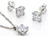 Pre-Owned White Cubic Zirconia Platinum Over Sterling Silver Asscher Cut Jewlery Set 8.22ctw