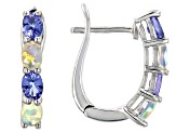 Pre-Owned Blue Tanzanite Rhodium Over Sterling Silver Hoop Earrings 0.88ctw