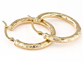 Pre-Owned 14k Yellow Gold 1 1/32" Diamond-Cut Hoop Earrings