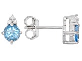 Pre-Owned Swiss Blue Topaz Rhodium Over Sterling Silver Earrings 1.14ctw