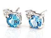 Pre-Owned Swiss Blue Topaz Rhodium Over Sterling Silver Earrings 1.14ctw