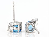 Pre-Owned Swiss Blue Topaz Rhodium Over Sterling Silver Earrings 1.14ctw
