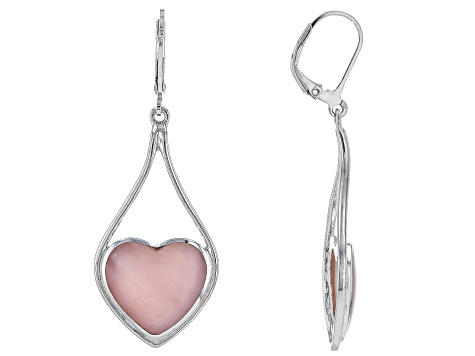 Pre-Owned Pink Opal Sterling Silver Dangle Earrings