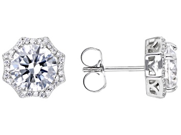 Picture of Pre-Owned White Cubic Zirconia Rhodium Over Sterling Silver Earrings 7.42ctw