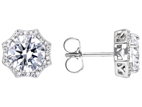 Pre-Owned White Cubic Zirconia Rhodium Over Sterling Silver Earrings 7.42ctw