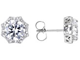 Pre-Owned White Cubic Zirconia Rhodium Over Sterling Silver Earrings 7.42ctw