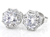 Pre-Owned White Cubic Zirconia Rhodium Over Sterling Silver Earrings 7.42ctw