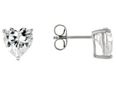 Pre-Owned White Cubic Zirconia Platinum Over Sterling Silver Perfect Cut Stud Set 14.92ctw