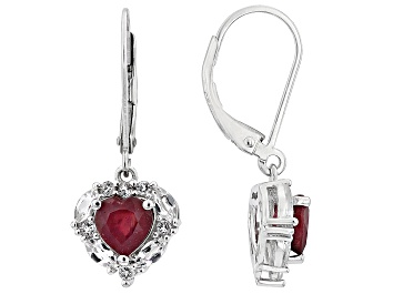 Picture of Pre-Owned Red Mahaleo(R) Ruby Rhodium Over Sterling Silver Earrings 2.63ctw