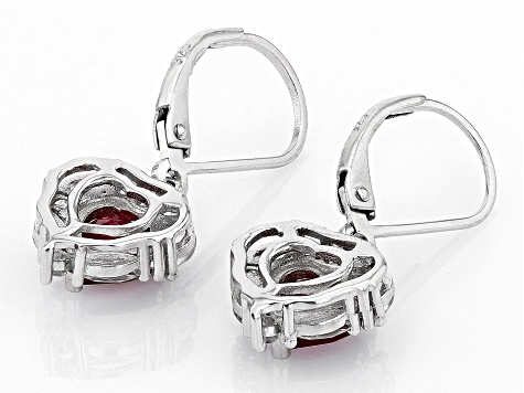 Pre-Owned Red Mahaleo(R) Ruby Rhodium Over Sterling Silver Earrings 2.63ctw
