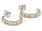 Pre-Owned White Cubic Zirconia Platinum And 18k Yellow Gold Over Sterling Silver Hoops 1.20ctw