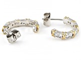 Pre-Owned White Cubic Zirconia Platinum And 18k Yellow Gold Over Sterling Silver Hoops 1.20ctw