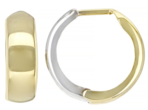 Pre-Owned 14k Yellow Gold & Rhodium Over 14k White Gold 9/16" Huggie Hoop Earrings