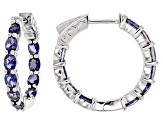 Pre-Owned Blue Iolite Rhodium Over Sterling Silver in/Out Hoop Earrings 2.55ctw