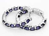 Pre-Owned Blue Iolite Rhodium Over Sterling Silver in/Out Hoop Earrings 2.55ctw