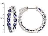 Pre-Owned Blue Iolite Rhodium Over Sterling Silver in/Out Hoop Earrings 2.55ctw