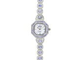 Pre-Owned 3.17ctw tanzanite 2.31ctw white zircon sterling silver watch