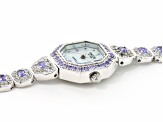 Pre-Owned 3.17ctw tanzanite 2.31ctw white zircon sterling silver watch