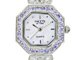 Pre-Owned 3.17ctw tanzanite 2.31ctw white zircon sterling silver watch