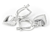 Pre-Owned Sterling Silver Textured Heart Dangling Huggie Hoop Earrings