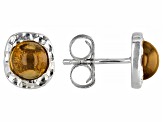 Pre-Owned Yellow Citrine Rhodium Over Sterling Silver November Birthstone Hammered Stud Earrings