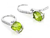 Pre-Owned Green Peridot Rhodium Over Sterling Silver Dangle Earrings 2.39ctw