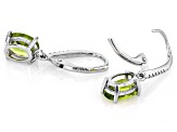 Pre-Owned Green Peridot Rhodium Over Sterling Silver Dangle Earrings 2.39ctw