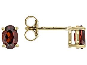 Pre-Owned Red Garnet 18K Yellow Gold Over Silver January Birthstone Stud Earrings 1.02ctw