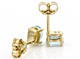 Pre-Owned Sky Blue Topaz™ 18K Yellow Gold Over Sterling Silver December Birthstone Stud Earrings 1.0