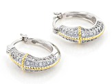 Pre-Owned White Cubic Zirconia Rhodium And 18k Yellow Gold Over Sterling Silver Hoops 1.15ctw