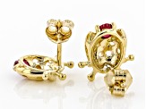 Pre-Owned Red Mahaleo(R) Ruby 10k Yellow Gold Ladybug Childrens Earrings .20ctw