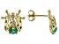 Pre-Owned Green Sakota Emerald 10k Yellow Gold Childrens Ladybug Stud Earrings .14ctw