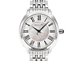 Pre-Owned Judith Ripka Silvertone Stainless Steel Luella Watch With Mother-of-Pearl Dial
