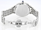 Pre-Owned Judith Ripka Silvertone Stainless Steel Luella Watch With Mother-of-Pearl Dial