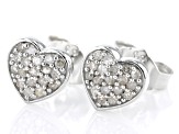 Pre-Owned White Diamond Rhodium Over Sterling Silver Cluster Heart Earrings 0.20ctw