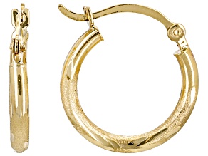 Pre-Owned 14k Yellow Gold Polished, Diamond-Cut, & Satin Finish 5/8" Hoop Earrings