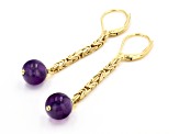 Pre-Owned 8mm Purple Amethyst 18k Yellow Gold Over Sterling Silver Earrings