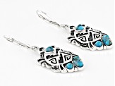 Pre-Owned Blue Turquoise Rhodium Over Sterling Silver Turtle Earrings