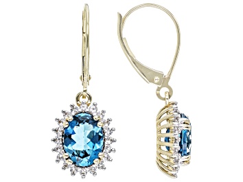 Picture of Pre-Owned London Blue Topaz 10k Yellow Gold Earrings 2.89ctw