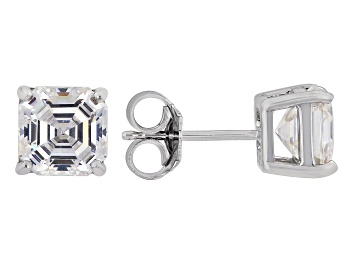 Picture of Pre-Owned Strontium Titanate Rhodium Sterling Silver Stud Earrings 4.80ctw