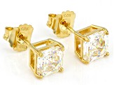 Pre-Owned Strontium Titanate 18k Yellow Gold Over Sterling Silver Stud Earrings 4.80ctw
